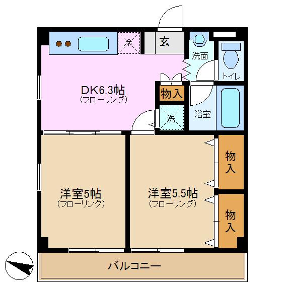 太南ビル(2DK/4階)の間取り写真