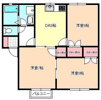 ユーハイム(3DK/1階)の間取り写真