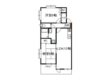 JR日豊本線 宮崎駅 徒歩16分 2階建 築34年(2LDK/1階)の間取り写真