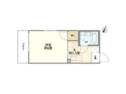 第1グリーンヒル(1K/2階)の間取り写真