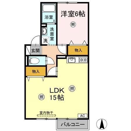 エステート21B(1LDK/2階)の間取り写真