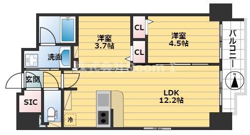 アーバネックス大阪天満橋(2LDK/8階)の間取り写真