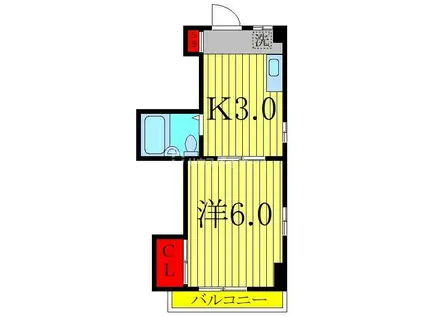 ＪＲ常磐線 我孫子駅 徒歩8分 4階建 築35年(1K/3階)の間取り写真