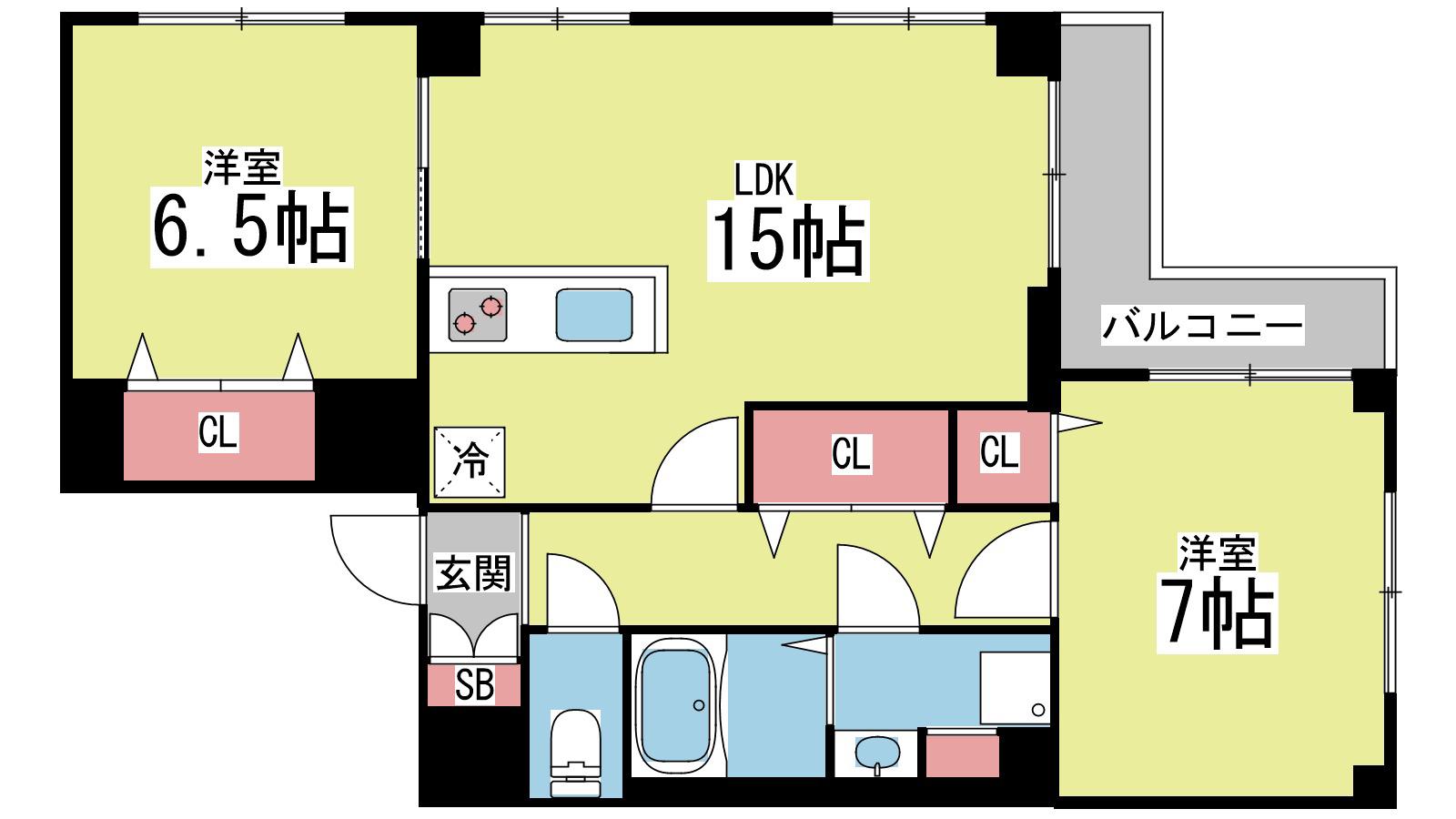 Kパラッツオ(2LDK/4階)の間取り写真