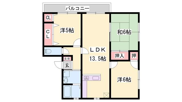 コーポエム・エヌ・中島(3LDK/1階)の間取り写真