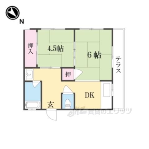 富士マンション(2DK/1階)の間取り写真