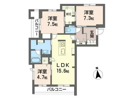 シャーメゾン丸井B(3LDK/3階)の間取り写真