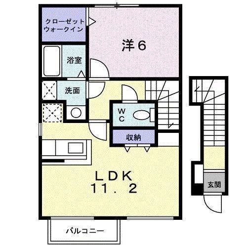ウィッシュII(1LDK/2階)の間取り写真