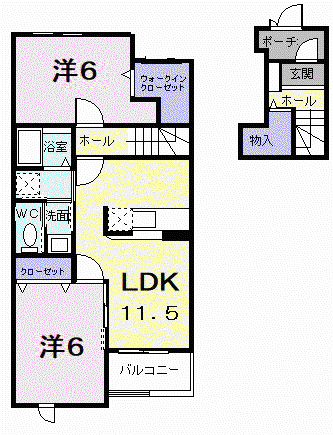 アルカンシェル(2LDK/2階)の間取り写真