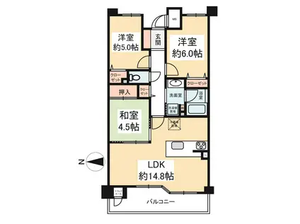 パデシオン三室戸駅前(3LDK/4階)の間取り写真