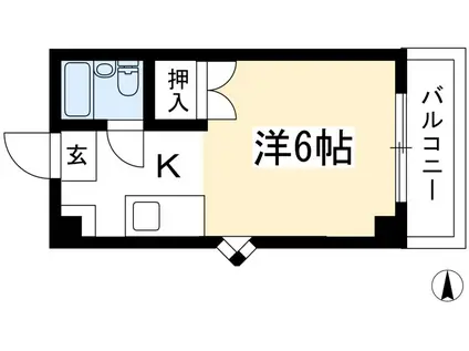 ハイツわかば(1K/3階)の間取り写真