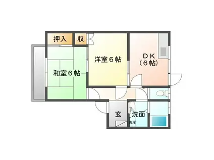 ドルチェカーサ(2DK/1階)の間取り写真