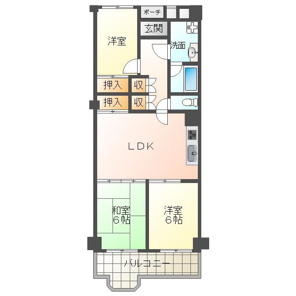パラッシオ舞子(3LDK/5階)の間取り写真