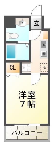 スカイヒル名谷(1K/3階)の間取り写真