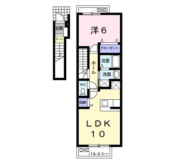 プロムナ-ドIII(1LDK/2階)の間取り写真