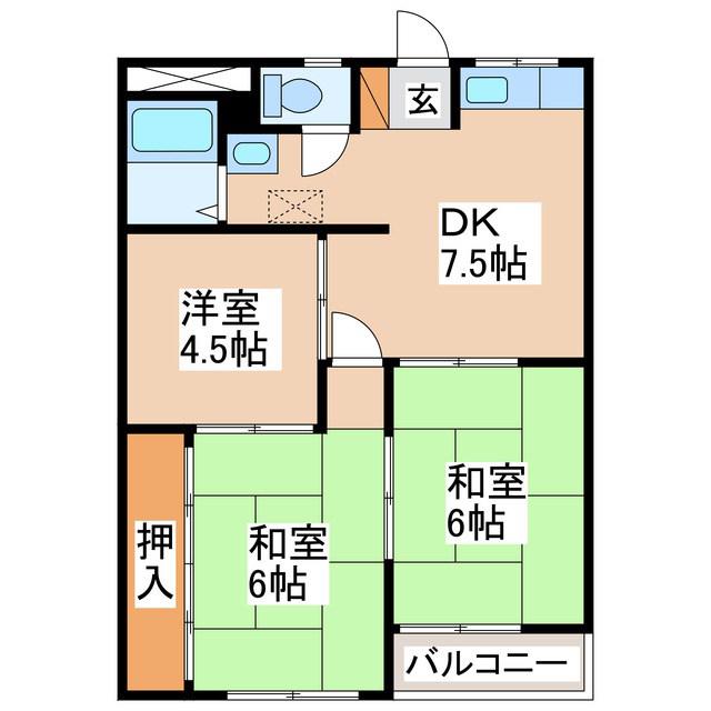 コーポタカギ(3DK/3階)の間取り写真