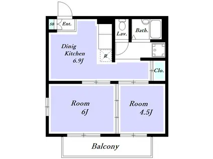 GOLDFIELDI(2DK/1階)の間取り写真