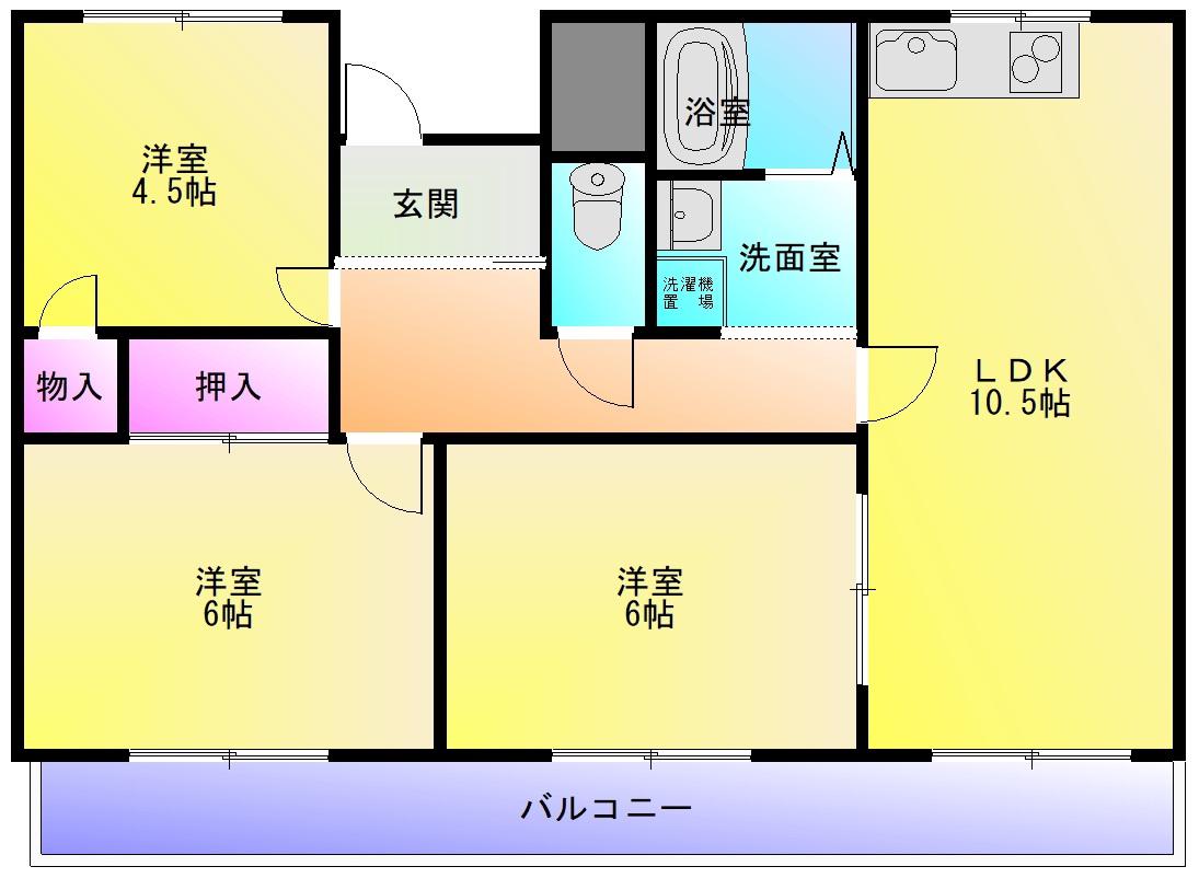 グランドハイツ春日台(3LDK/4階)の間取り写真