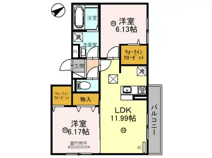 デーヴァ林崎(2LDK/1階)の間取り写真