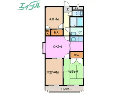 グランシャリオN(3DK/2階)の間取り写真