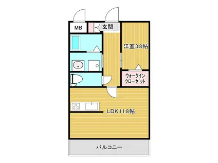 MA CHAMBRE(1LDK/2階)の間取り写真