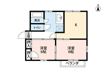 フレグランス上原(2DK/2階)の間取り写真