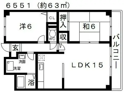 Kテラス(2LDK/3階)の間取り写真