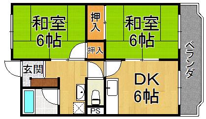 コーポ西台(2DK/4階)の間取り写真