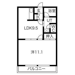 ロイヤルシティー小針(1LDK/1階)の間取り写真