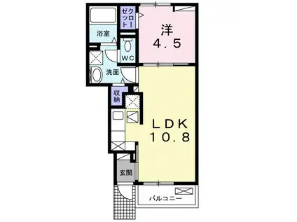 グラン クリュB(1LDK/1階)の間取り写真