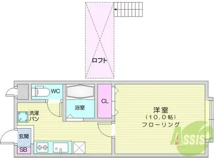 オークヒルズ(1K/2階)の間取り写真