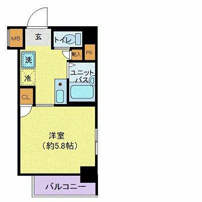 プレール・ドゥーク羽田ウエスト(1K/5階)の間取り写真