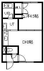 サニーサイド(1DK/2階)の間取り写真