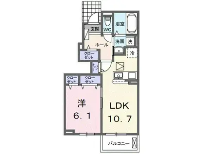 フルール・ド・リス II(1LDK/1階)の間取り写真