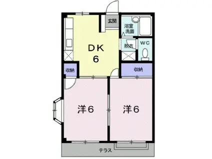 エルディム白馬(2DK/1階)の間取り写真