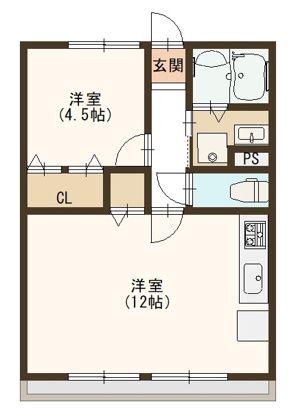 シティハイムジュエリーA(1LDK/2階)の間取り写真