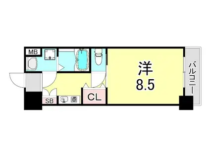 グレンパーク兵庫駅前(1K/9階)の間取り写真
