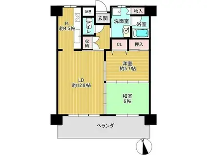 イーストプラザ名掛丁(2LDK/6階)の間取り写真