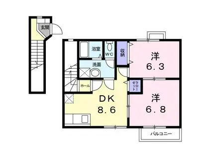 ファニト宮下(2DK/2階)の間取り写真