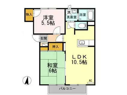 プルミエール荒楯(2LDK/2階)の間取り写真