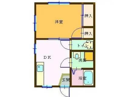 駅前アパート(1DK/1階)の間取り写真