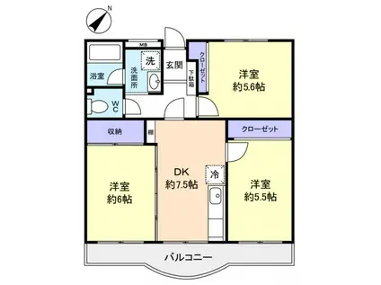 DEAR・文月(3DK/4階)の間取り写真