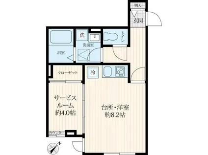 SOGNOJS(ワンルーム/1階)の間取り写真