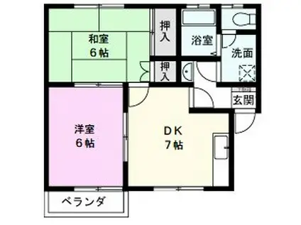 オレンジハウス森田弐番館(2DK/1階)の間取り写真