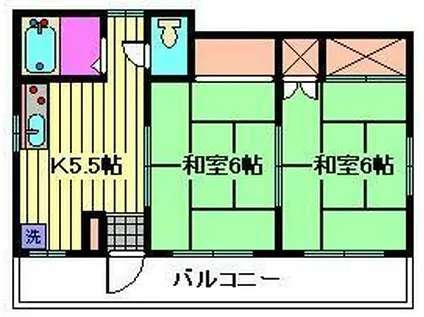 チェリーハウス(2K/1階)の間取り写真