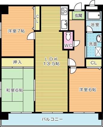 パストラール(3LDK/7階)の間取り写真