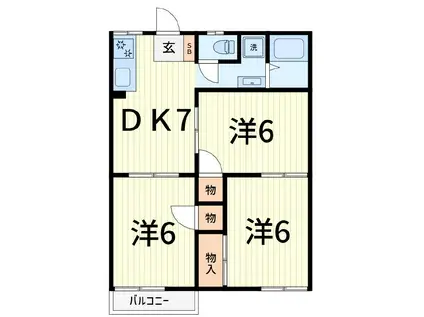 メゾンリバーサイド(3DK/2階)の間取り写真