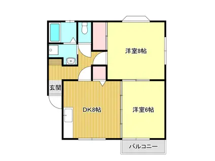 WITH(2DK/2階)の間取り写真