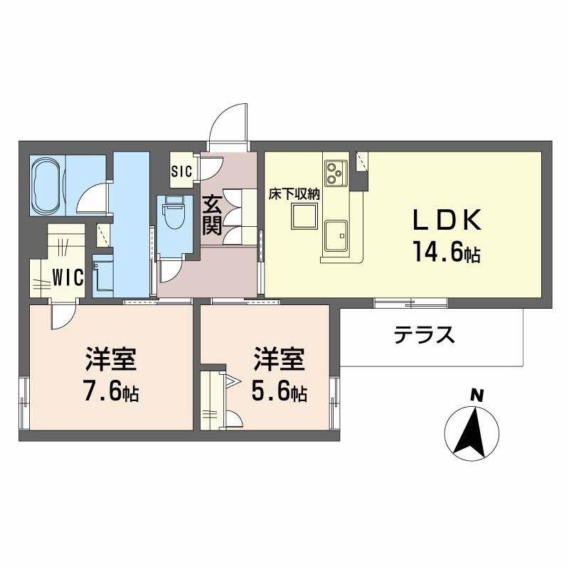 シャーメゾン バードヒルズ(2LDK/1階)の間取り写真