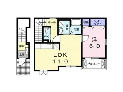 ソルパティオ I(1LDK/2階)の間取り写真